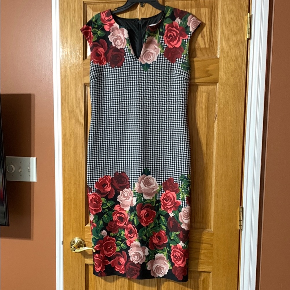 Floral Houndstooth Dress